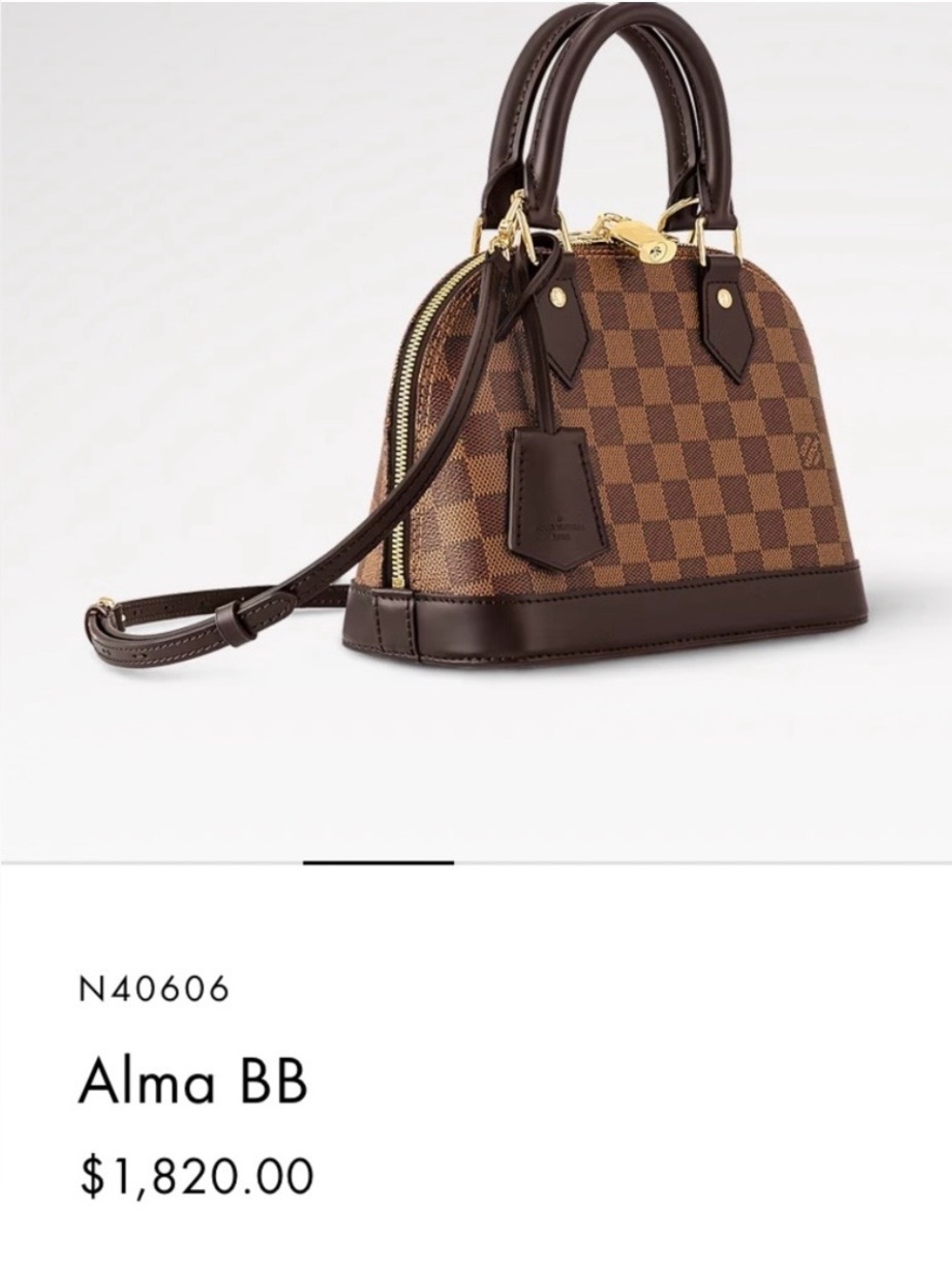Louis Vuitton Damier Ebene Alma BB Handbag with Adjustable Strap - Picture 3 of 16